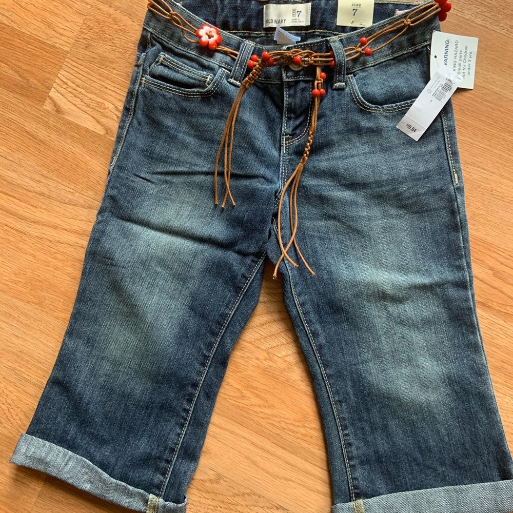 NWT Old Navy Blue Jean Capris w/Adjustable Waist